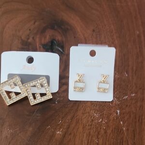 Fashion Jewelry Gold Square Earrings with Rhinestones